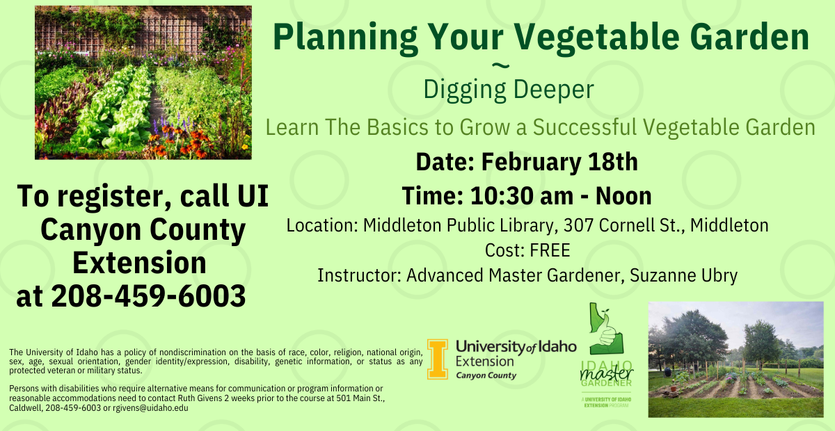 Planning Your Vegetable Garden Class – 2/18